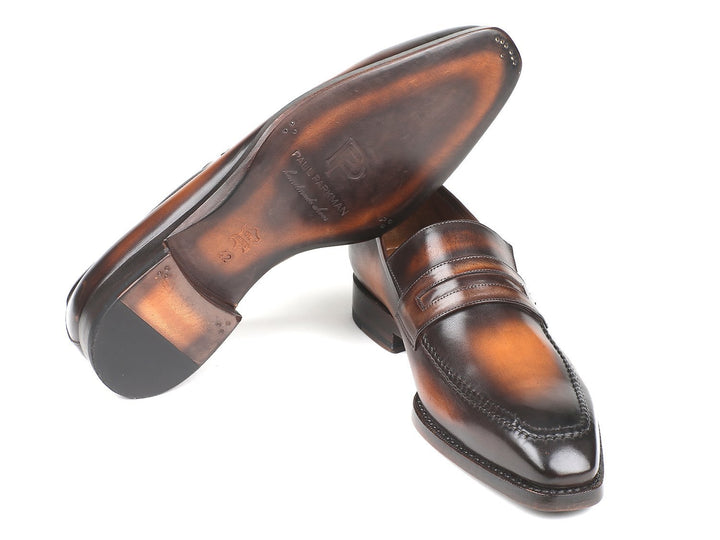 Paul Parkman Brown Burnished Goodyear Welted Loafers Shoes (ID#36LFBRW) Size 13 D(M) US