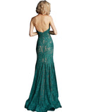 Jovani Emerald Fitted Strapless Lace Formal Dress