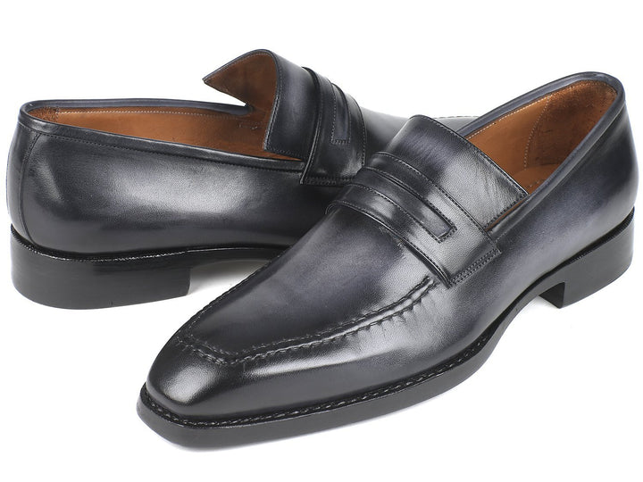 Paul Parkman Gray Burnished Goodyear Welted Loafers Shoes (ID#37LFGRY) Size 11.5 D(M) US