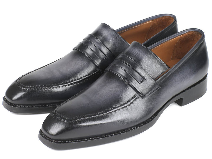 Paul Parkman Gray Burnished Goodyear Welted Loafers Shoes (ID#37LFGRY) Size 11.5 D(M) US