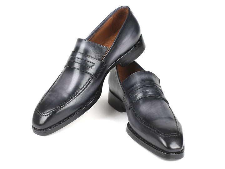 Paul Parkman Gray Burnished Goodyear Welted Loafers Shoes (ID#37LFGRY)