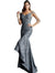 Jovani Gunmetal Glitter Off the Shoulder High Low Prom Dress