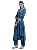 Ritu Kumar Blue & Aqua Jamawar Print Suit Set