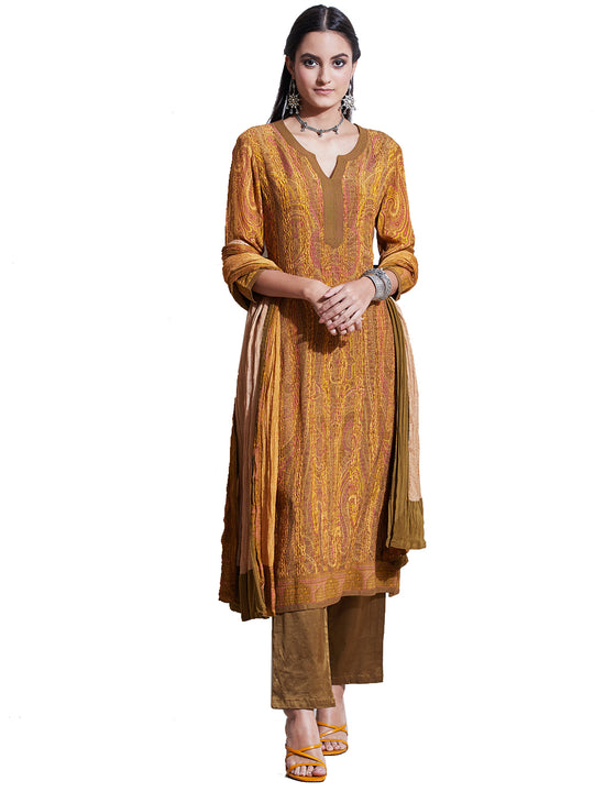 Buy Old Rose & Black Malisha Jamawar Embroidered Suit Set Online - RI.Ritu  Kumar India Store View