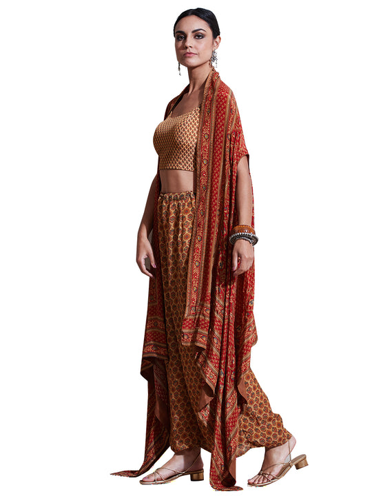 Ritu Kumar Rust & Beige Printed Ensemble