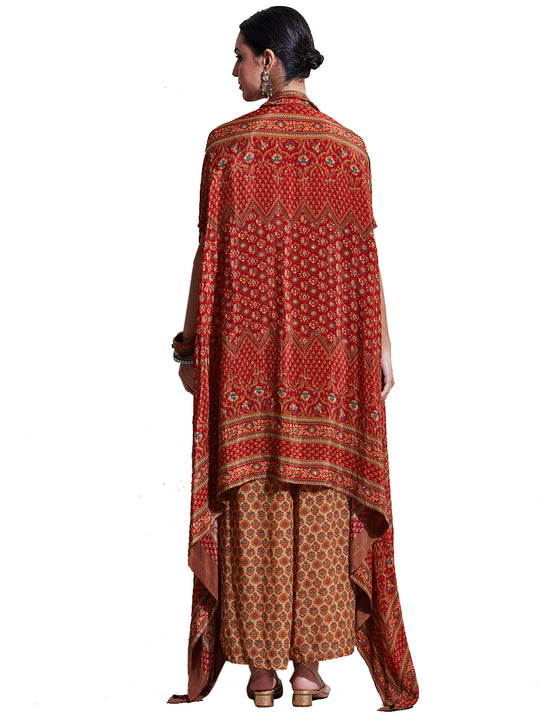 Ritu Kumar Rust & Beige Printed Ensemble