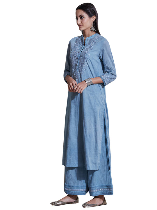 Ritu Kumar Powder Blue Embroidered Suit Set