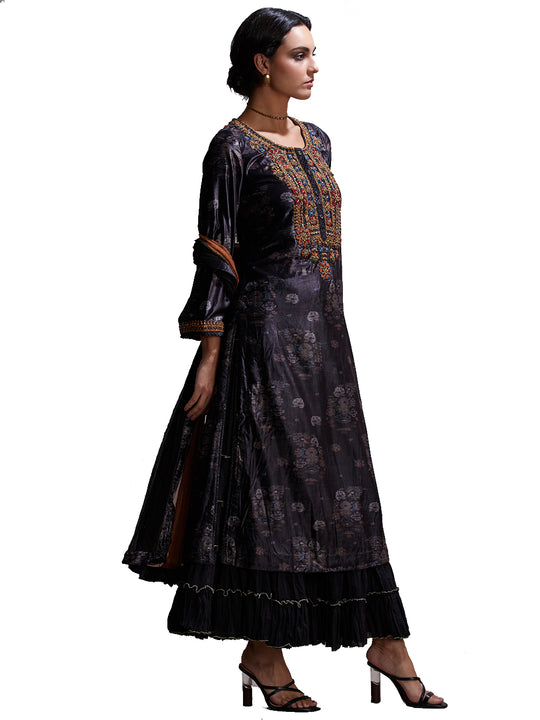 Ritu Kumar Black Embroidered Velvet Suit Set