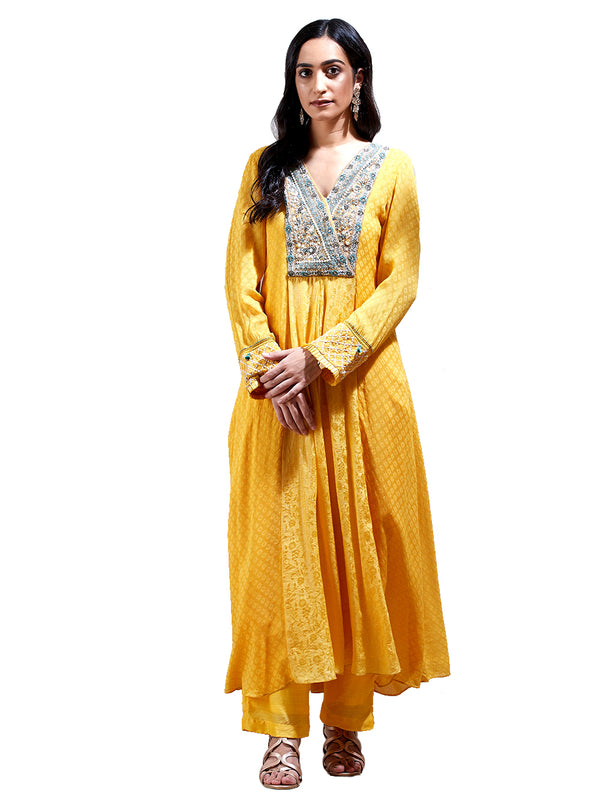 Yellow Embroidered Suit Set