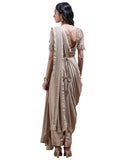 Ritu Kumar Beige Embroidered Pre-Draped Saree