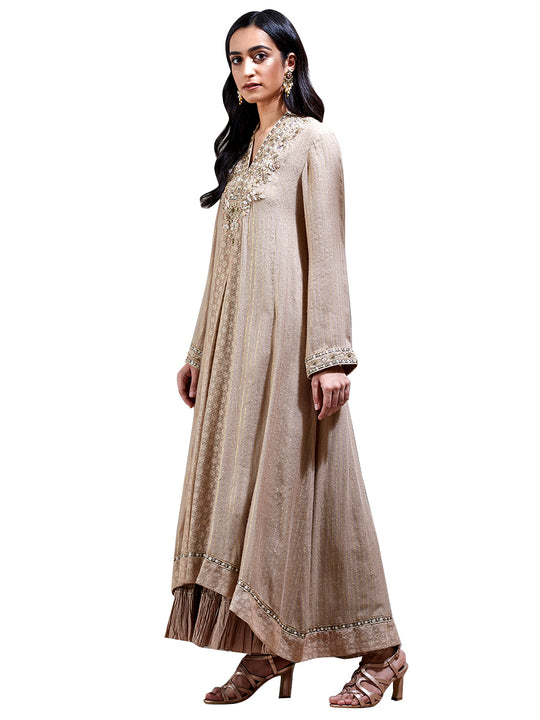 Ritu Kumar Beige Embroidered Suit Set