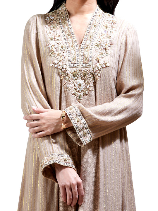 Ritu Kumar Beige Embroidered Suit Set