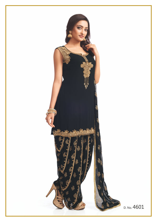 Black and Gold Festive Patiyala Suit