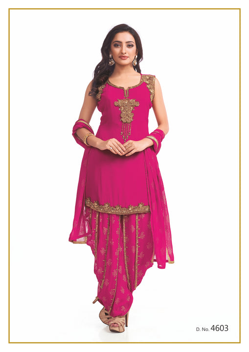 Pink and Gold Festive Patiyala Suit
