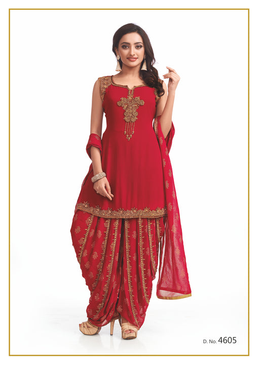 Ruby and Gold Festive Patiyala Suit