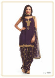 Violet and Gold Festive Patiyala Suit