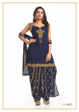 Navy Blue and Gold Festive Patiyala Suit
