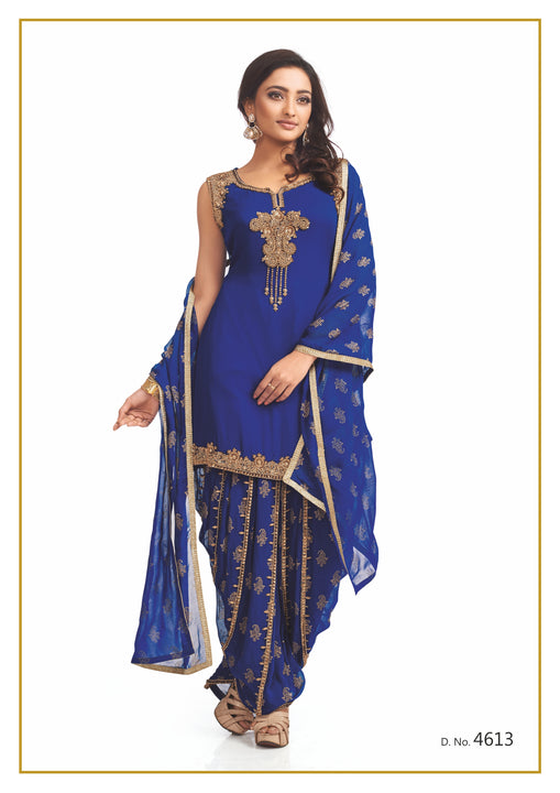 Royal Blue and Gold Festive Patiyala Suit