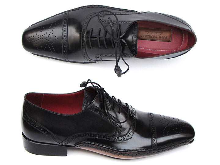 Paul Parkman Men's Captoe Oxfords Black Shoes (Id#5032) Size 6.5-7 D(M) US