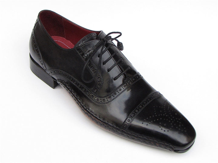 Paul Parkman Men's Captoe Oxfords Black Shoes (Id#5032) Size 9-9.5 D(M) US