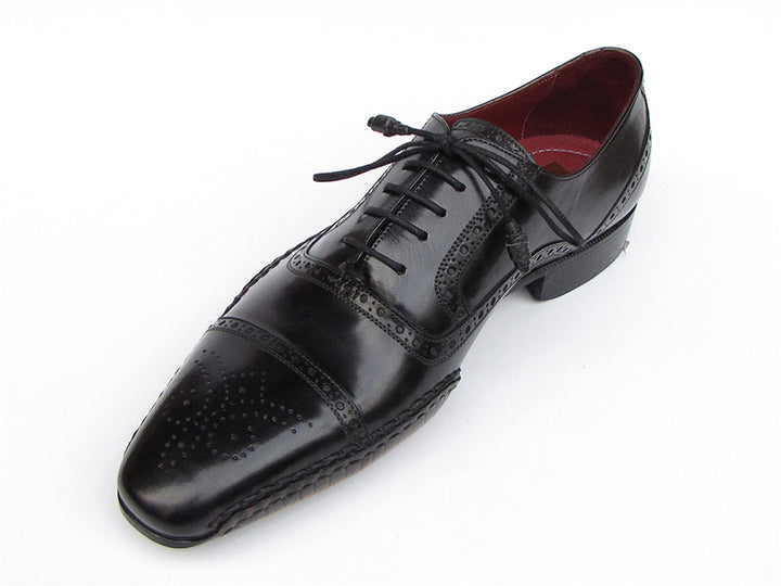 Paul Parkman Men's Captoe Oxfords Black Shoes (Id#5032) Size 7.5 D(M) US