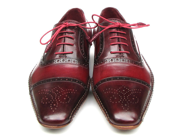 Paul Parkman Men's Side Handsewn Captoe Oxfords Red/Bordeaux Shoes (Id#5032) Size 6 D(M) US