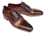 Paul Parkman Men's Captoe Oxfords Brown Hand Painted Shoes (Id#5032) Size 10.5-11 D(M) US