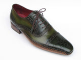 Paul Parkman Men's Side Handsewn Captoe Oxfords Green / Yellow Shoes (Id#5032) Size 11.5 D(M) Us