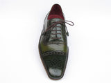 Paul Parkman Men's Side Handsewn Captoe Oxfords Green / Yellow Shoes (Id#5032) Size 6.5-7 D(M) Us