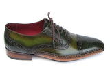 Paul Parkman Men's Side Handsewn Captoe Oxfords Green / Yellow Shoes (Id#5032) Size 11.5 D(M) Us