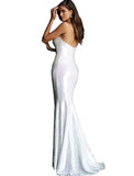 Jovani White Sequin Fitted Strapless Prom Dress