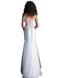 Jovani Cloud Blue Embellished Off the Shoulder Prom Dress