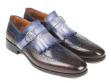 Paul Parkman Kiltie Monkstraps Blue & Brown Shoes (ID#52SL79) Size 7.5 D(M) US