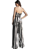 Jovani Black White Sequin Strapless Prom Jumpsuit Dress