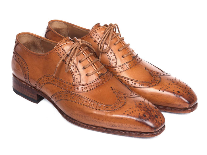 Paul Parkman Wingtip Oxfords Cognac Shoes (ID#5447-CGN) Size 7.5 D(M) US