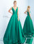 Mac Duggal Ieena Plunging Neckline Slip Emerald Green Ballgown