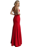Jovani Crimson Fitted Embellished Waist Spaghetti Straps Prom Dress