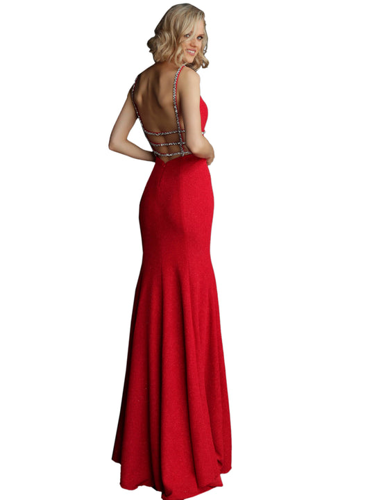 Jovani Crimson Fitted Embellished Waist Spaghetti Straps Prom Dress Saris and Things Jovani Crimson Fitted Embellished Waist Spaghetti Straps Prom Dress Saris and Things