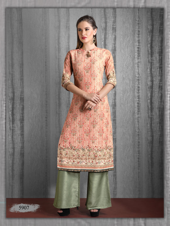 Readymade Chikankari Short Kurti-Peach – Banarasikargha