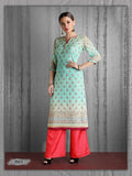 Sea Green Embroidered Chikankari Kurti