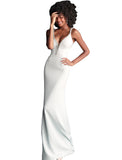 Jovani Aqua Plunging Embellished Neckline Glitter Prom Dress