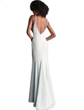 Jovani Aqua Plunging Embellished Neckline Glitter Prom Dress