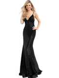 Jovani Black Fitted Backless Sequin Prom Dress