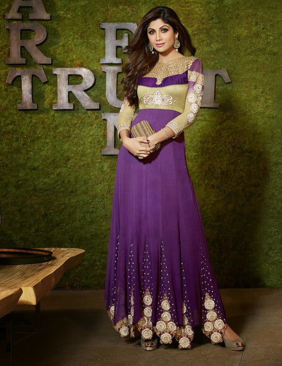 Gorgeous Long Purple Anarkali by Shilpa Shetty 6003 Saris and Things