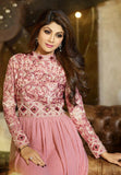 Long Soft Pink Embroidered Anarkali by Shilpa Shetty (6008)