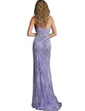 Jovani Navy Beaded Spaghetti Straps Fitted Formal Dress