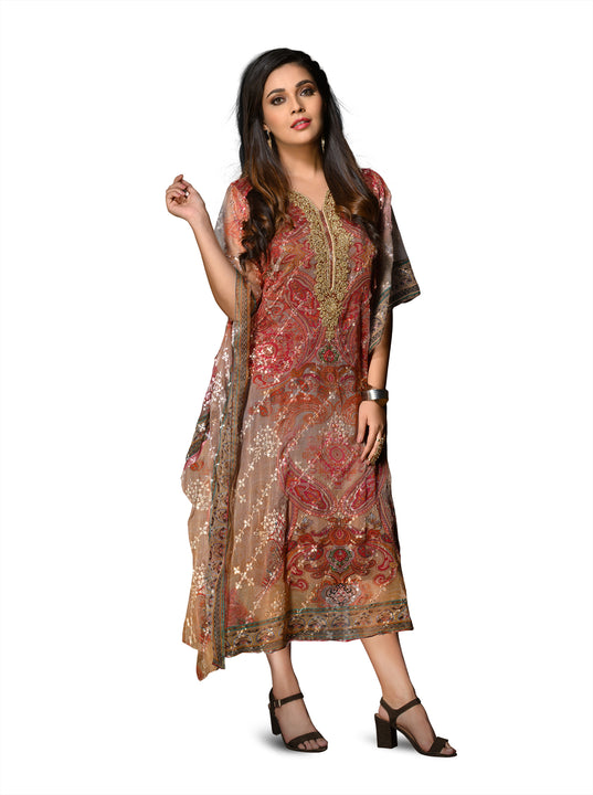 Stylish Multi-color Kaftan Style Long Kurti Saris and Things Stylish Multi-color Kaftan Style Long Kurti Saris and Things