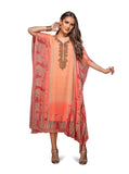 Trendy Peach Paradise Kaftan Style Long Kurti