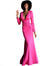 Jovani Hot Pink Long Sleeve V Neck Prom Dress