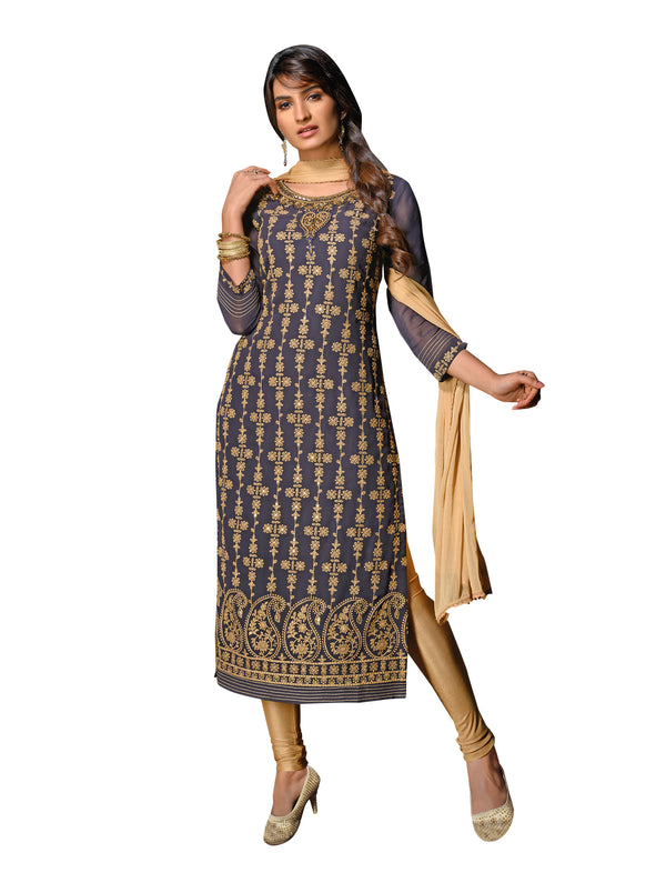 Modest Mauve Embroidered Long Kurti Salwar Kameez Suit D-6207